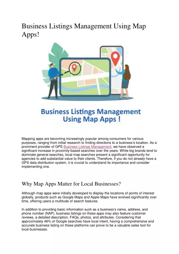 business listings management using map apps