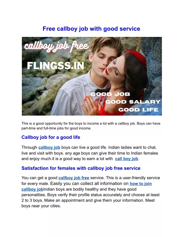 free callboy job with good service