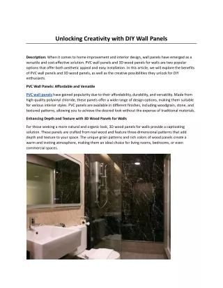 Unlocking Creativity with DIY Wall Panels.