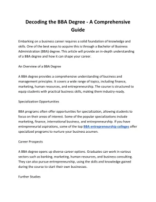 decoding the bba degree a comprehensive guide