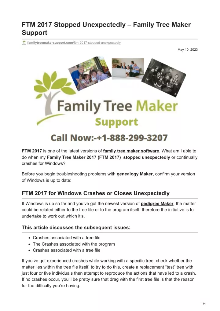 ftm 2017 stopped unexpectedly family tree maker