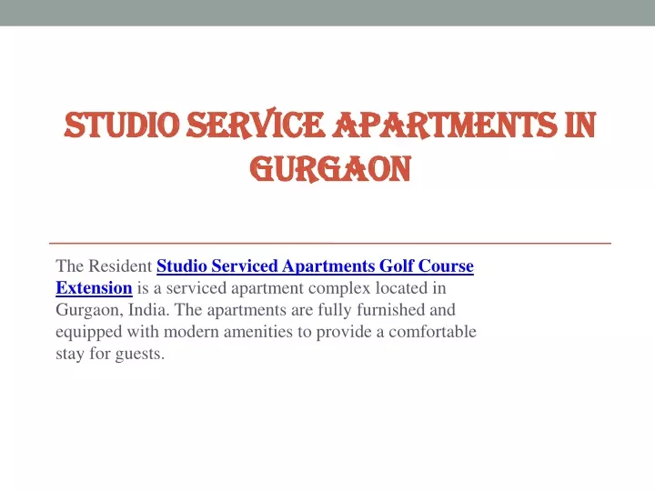 studio service apartments in gurgaon