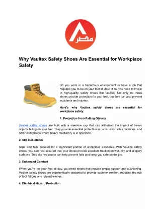 Why Vaultex Safety Shoes Are Essential for Workplace Safety