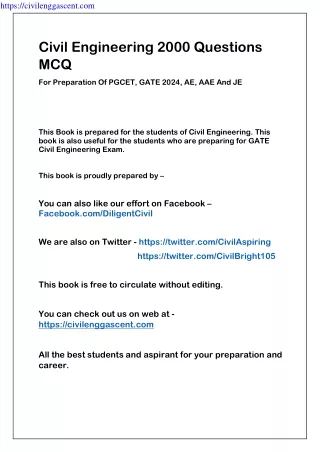 Civil engineering 2000 MCQ Questions for GATE and PGCET