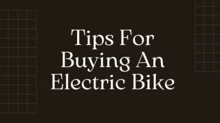 Tips For Buying An Electric Bike