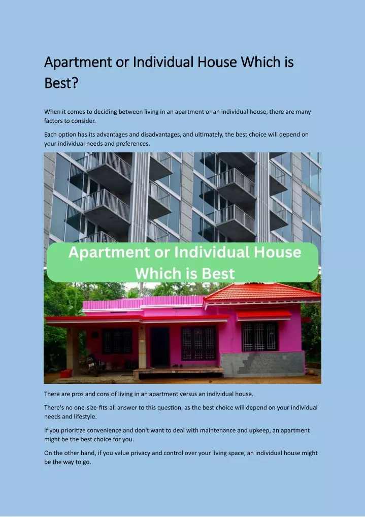 apartment or individual house which is apartment