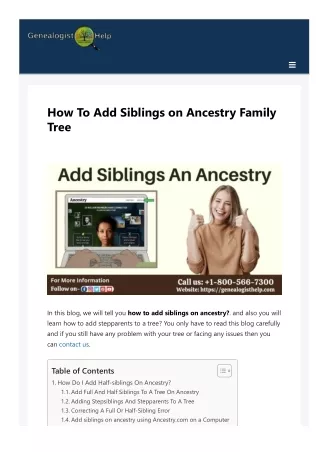 How to add siblings on ancestry family tree?