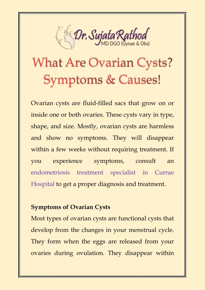 ovarian cysts are fluid filled sacs that grow