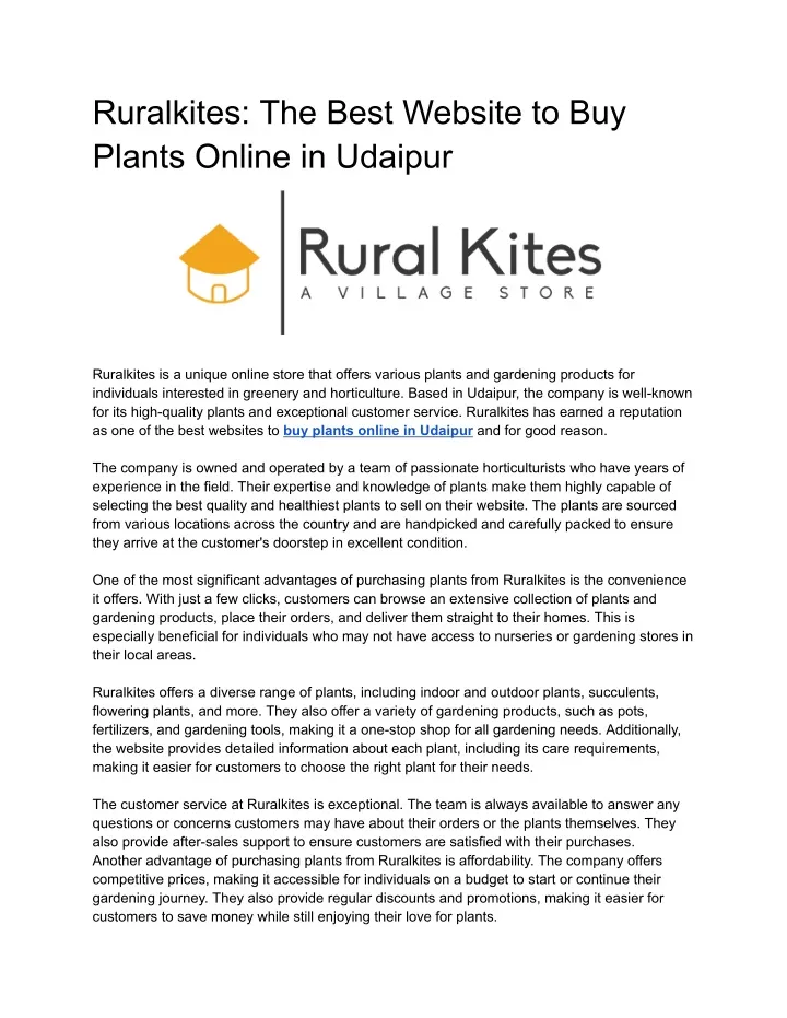 ruralkites the best website to buy plants online