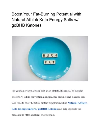 Boost Your Fat-Burning Potential with Natural AthleteKeto Energy Salts w_ goBHB Ketones