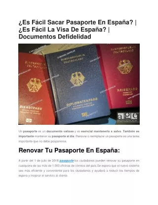 Es Fácil Sacar Pasaporte En España