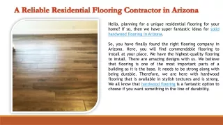 A Reliable Residential Flooring Contractor in Arizona