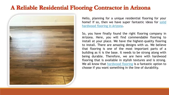 a reliable residential flooring contractor