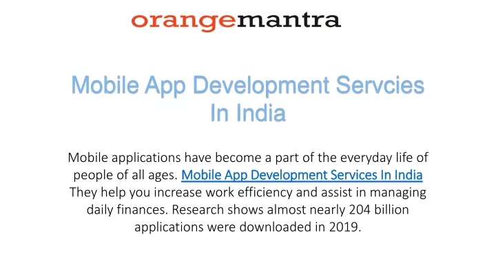 mobile app development servcies in india