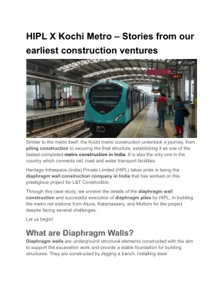 HIPL X Kochi Metro – Stories from our earliest construction ventures