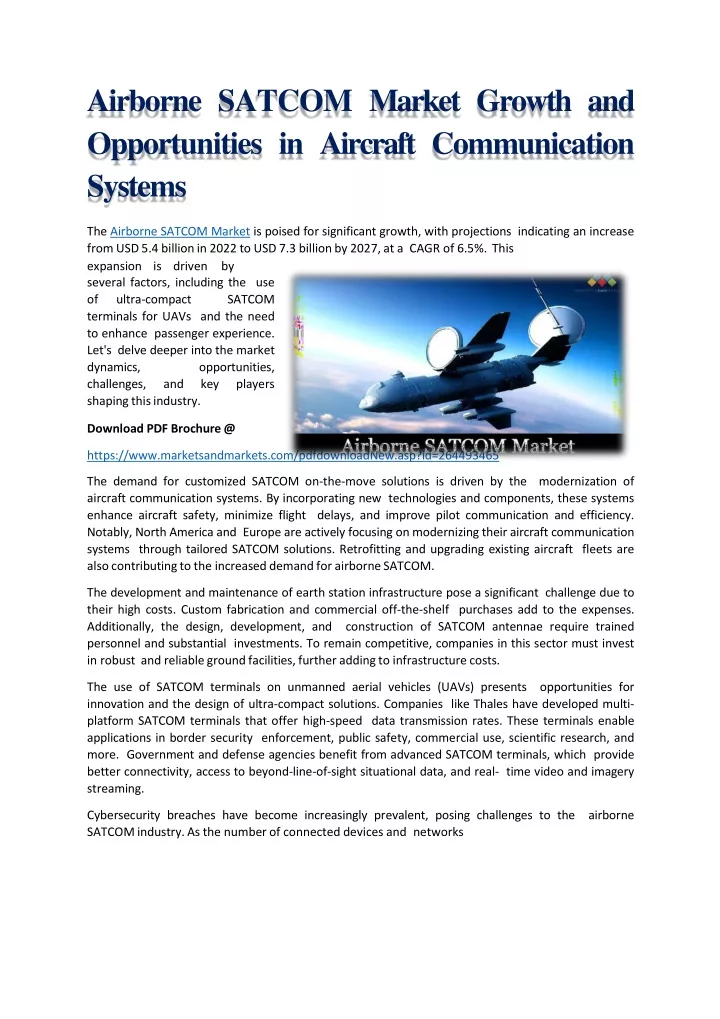 airborne satcom market growth and opportunities in aircraft communication systems