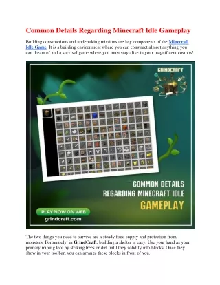 Common Details Regarding Minecraft Idle Gameplay