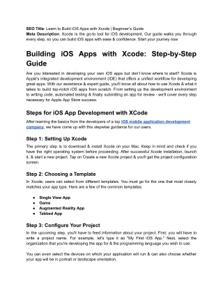 seo title learn to build ios apps with xcode