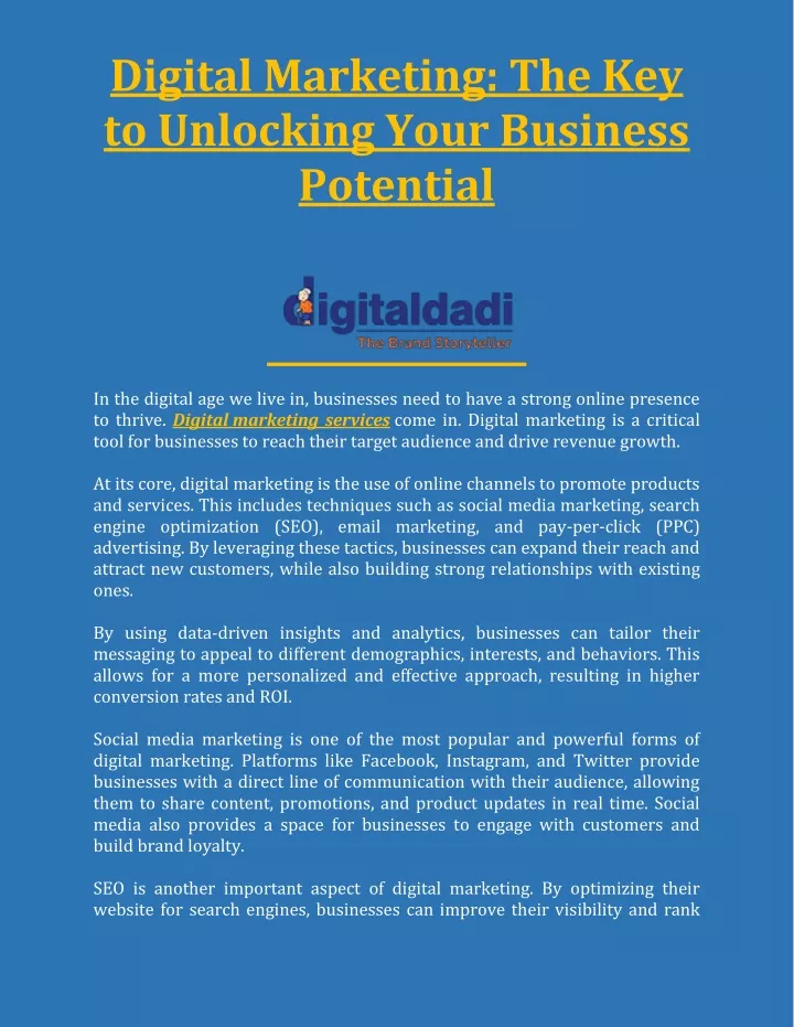 digital marketing the key to unlocking your