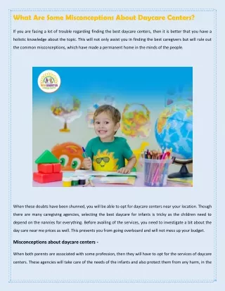 What Are Some Misconceptions About Daycare Centers