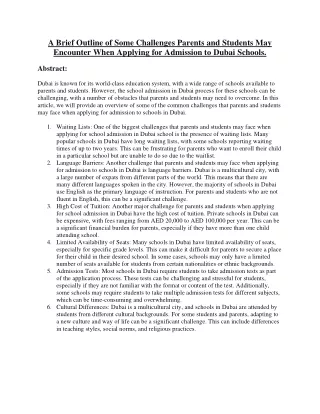 a brief outline of some challenges parents