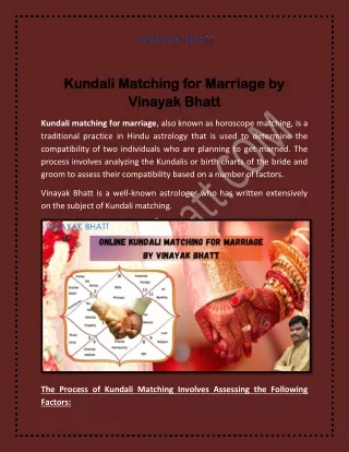 Kundali Matching for Marriage by Vinayak Bhatt