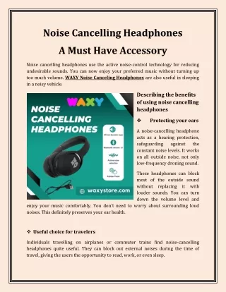 Noise Cancelling Headphones A Must Have Accessory