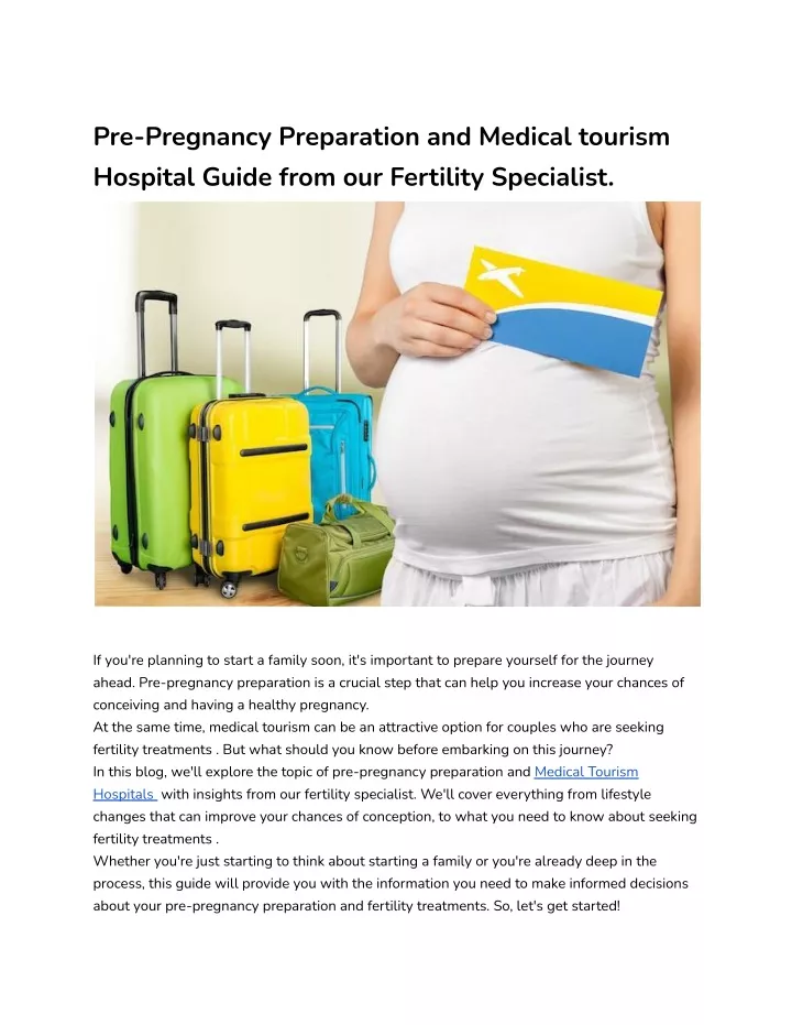 pre pregnancy preparation and medical tourism
