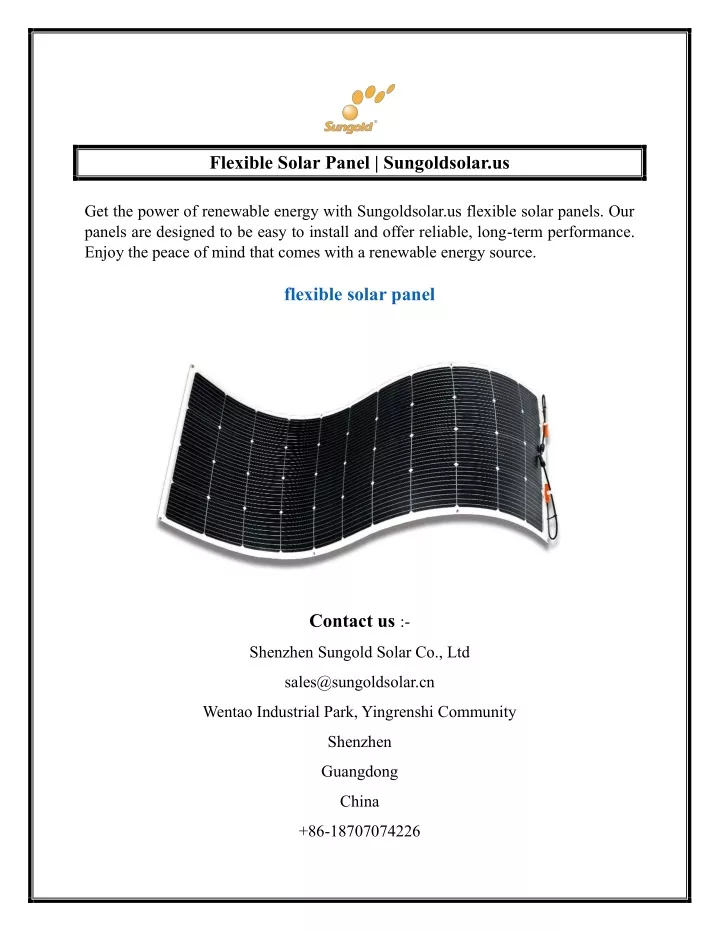 flexible solar panel sungoldsolar us