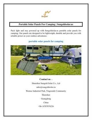 Portable Solar Panels For Camping  Sungoldsolar.us