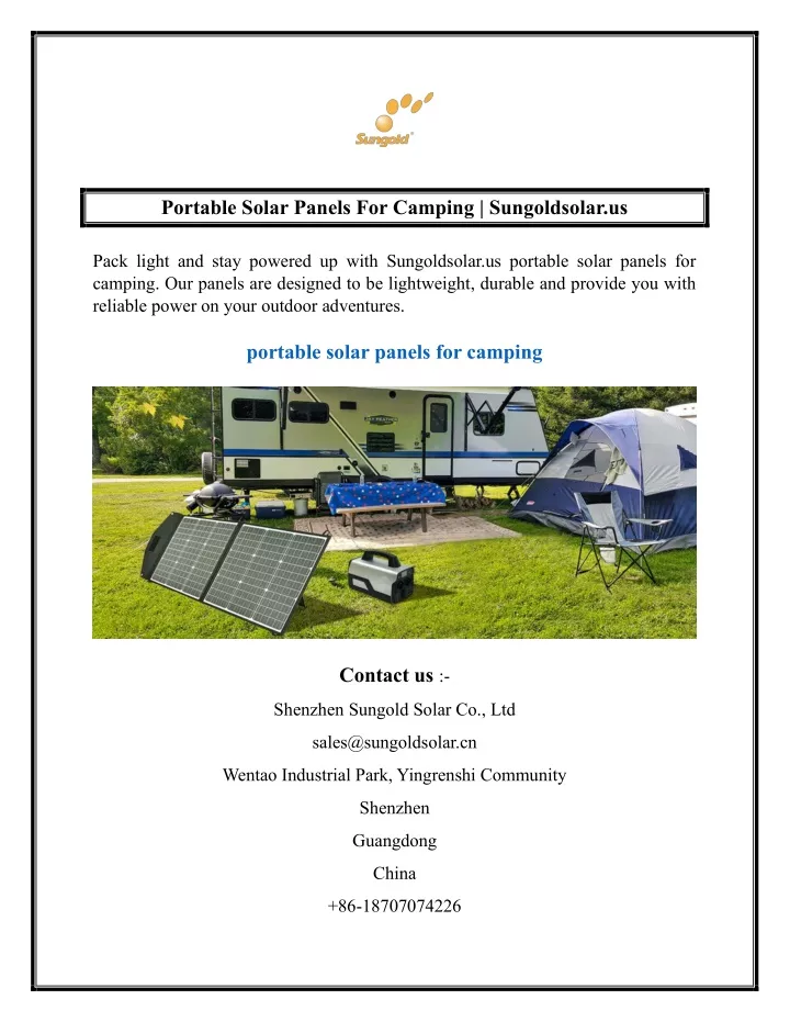 portable solar panels for camping sungoldsolar us