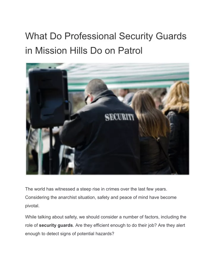 what do professional security guards in mission