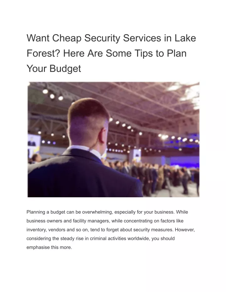 want cheap security services in lake forest here