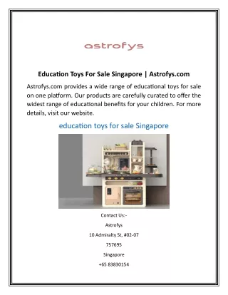 Education Toys For Sale Singapore  Astrofys.com
