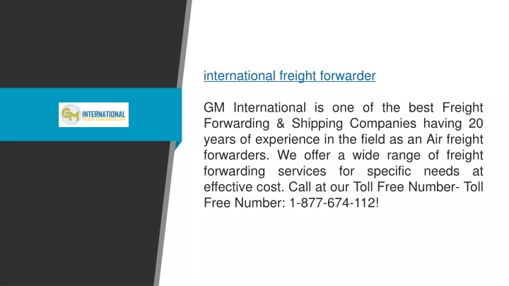 international freight forwarder gm international