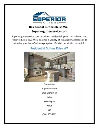 Residential Gutters Kelso Wa  Superiorgutterservice.com