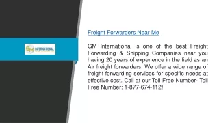 Freight Forwarders Near Me Gmfreight.com