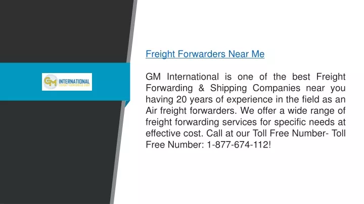 freight forwarders near me gm international