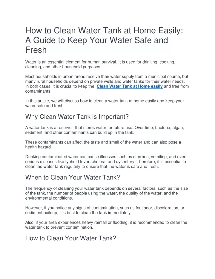 how to clean water tank at home easily a guide