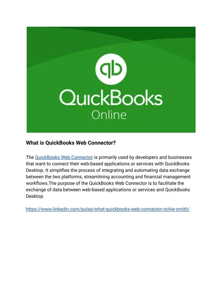 what is quickbooks web connector