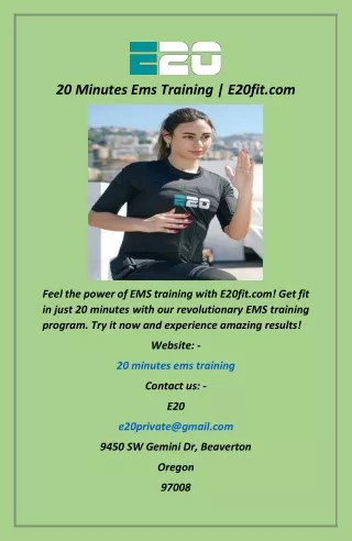 20 Minutes Ems Training  E20fit