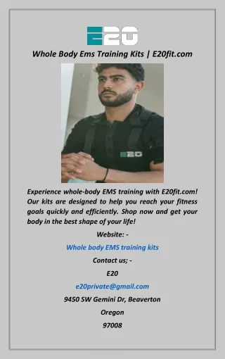 Whole Body Ems Training Kits  E20fit