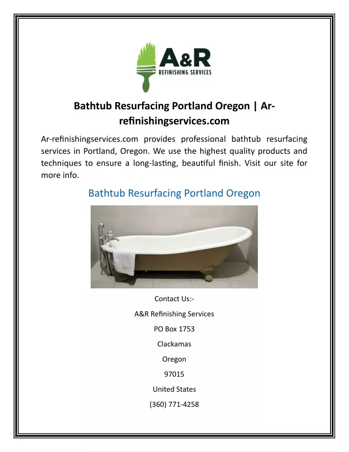 bathtub resurfacing portland oregon