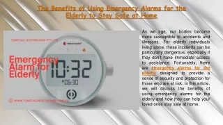 The Benefits of Using Emergency Alarms for the Elderly to Stay Safe at Home