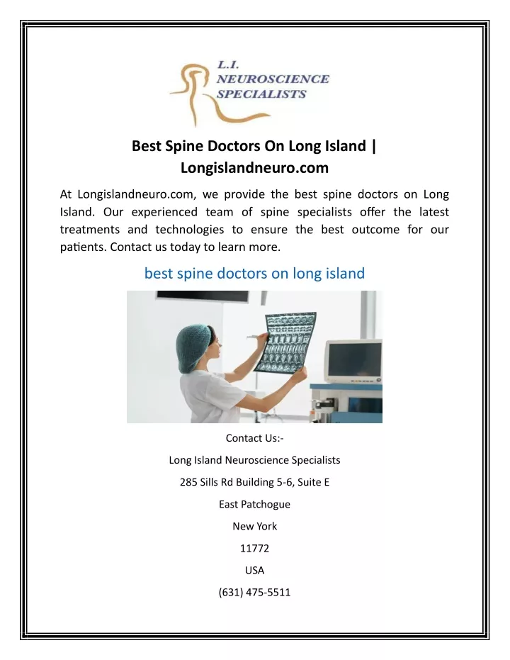 best spine doctors on long island longislandneuro