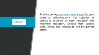 Personal Steam Sauna  Willowybe.com