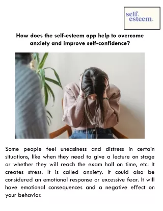 How does the self-esteem app help to overcome anxiety and improve self-confidence