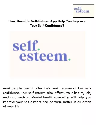 how does the self esteem app help you improve