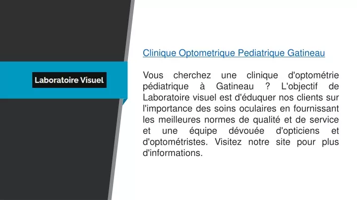 clinique optometrique pediatrique gatineau vous