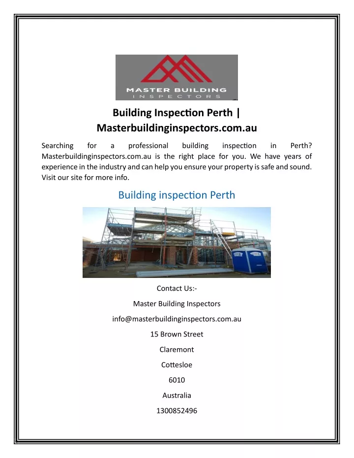 building inspection perth